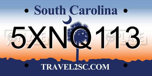5XNQ113 South Carolina License Plate