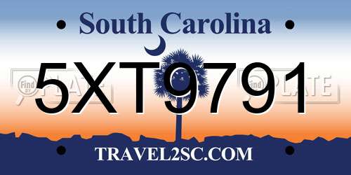 5XT9791 South Carolina License Plate