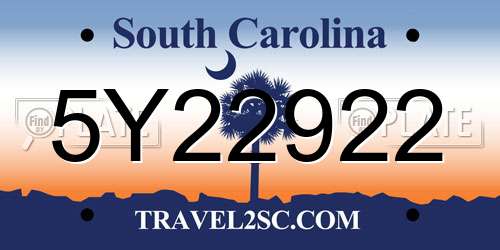 5Y22922 South Carolina License Plate
