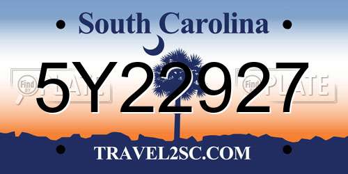 5Y22927 South Carolina License Plate