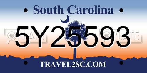 5Y25593 South Carolina License Plate