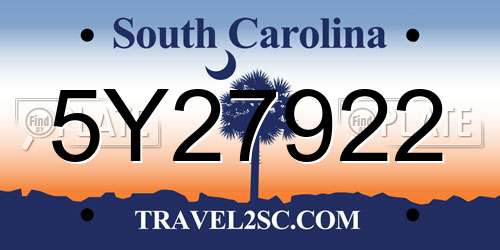 5Y27922 South Carolina License Plate