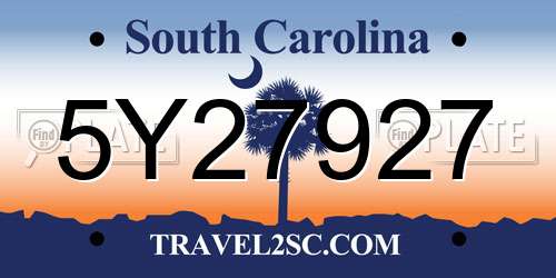 5Y27927 South Carolina License Plate