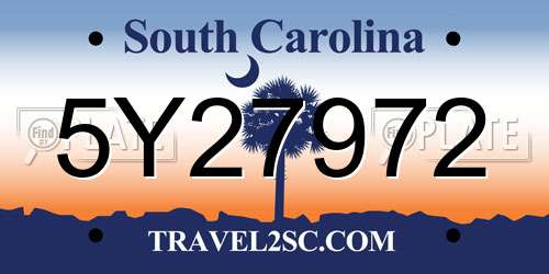 5Y27972 South Carolina License Plate