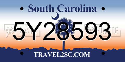 5Y28593 South Carolina License Plate