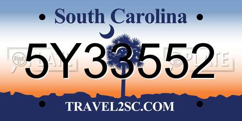 5Y33552 South Carolina License Plate