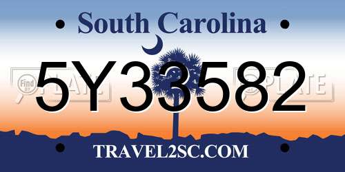 5Y33582 South Carolina License Plate