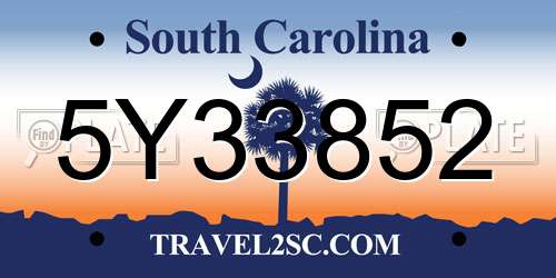 5Y33852 South Carolina License Plate