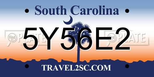 5Y56E2 South Carolina License Plate