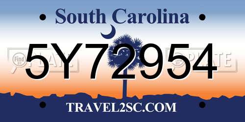 5Y72954 South Carolina License Plate