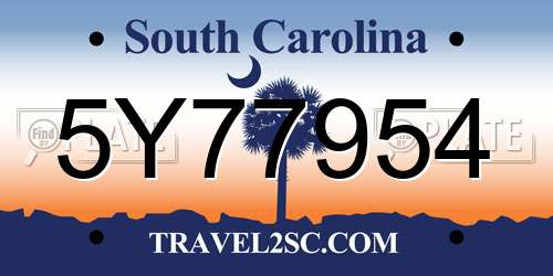 5Y77954 South Carolina License Plate
