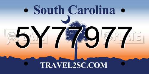 5Y77977 South Carolina License Plate