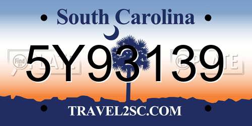 5Y93139 South Carolina License Plate