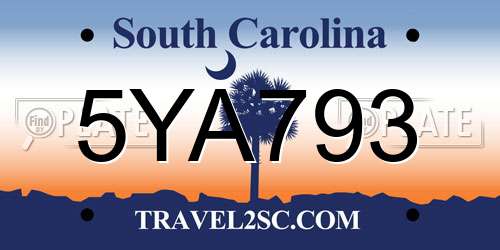 5YA793 South Carolina License Plate