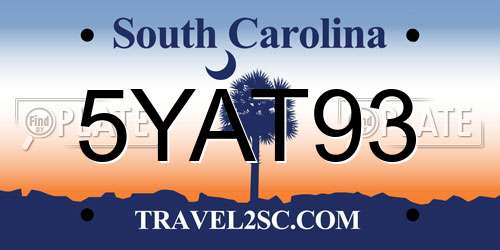 5YAT93 South Carolina License Plate