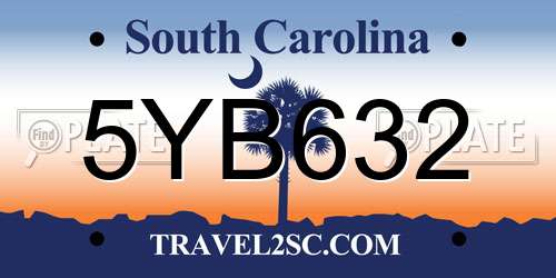 5YB632 South Carolina License Plate