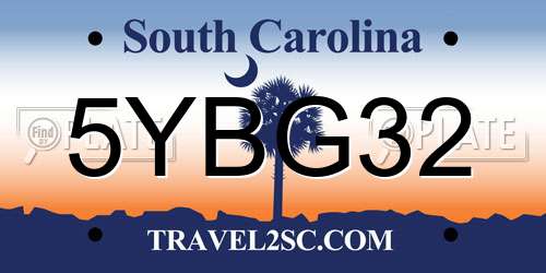 5YBG32 South Carolina License Plate