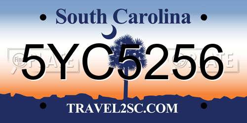 5YC5256 South Carolina License Plate