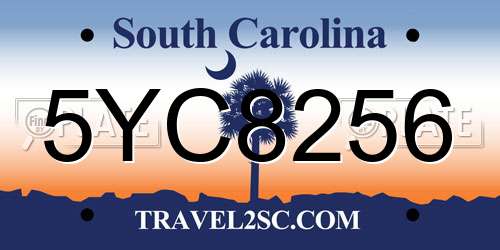 5YC8256 South Carolina License Plate