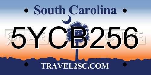 5YCB256 South Carolina License Plate