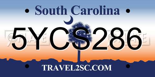 5YCS286 South Carolina License Plate