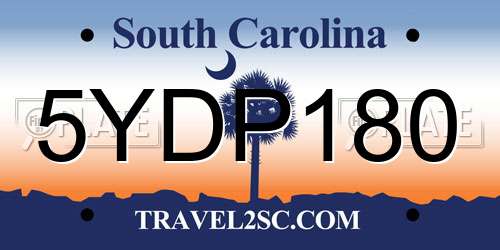 5YDP180 South Carolina License Plate