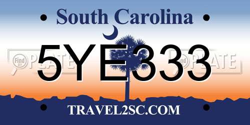 5YE333 South Carolina License Plate