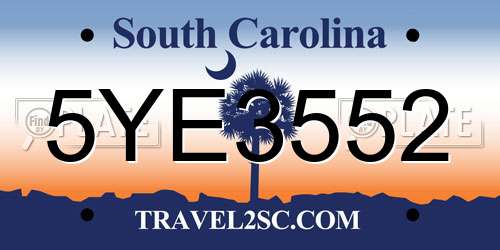 5YE3552 South Carolina License Plate