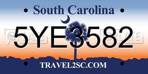 5YE3582 South Carolina License Plate