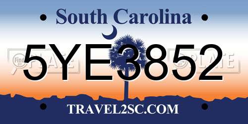 5YE3852 South Carolina License Plate