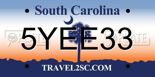 5YEE33 South Carolina License Plate