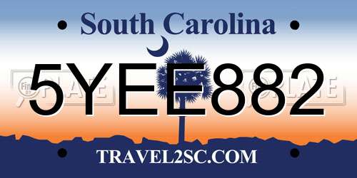 5YEE882 South Carolina License Plate