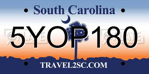 5YOP180 South Carolina License Plate