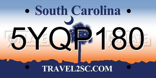 5YQP180 South Carolina License Plate