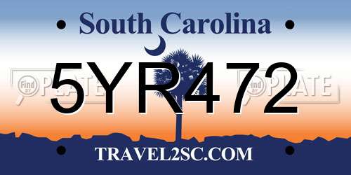 5YR472 South Carolina License Plate