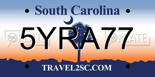 5YRA77 South Carolina License Plate