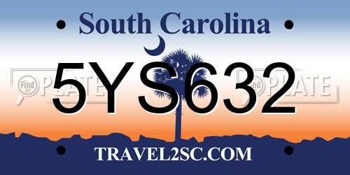 5YS632 South Carolina License Plate