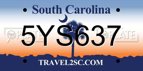 5YS637 South Carolina License Plate