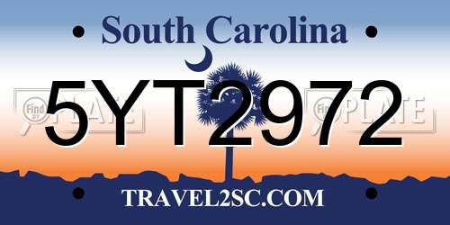 5YT2972 South Carolina License Plate