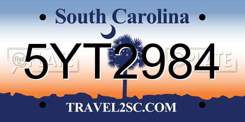 5YT2984 South Carolina License Plate