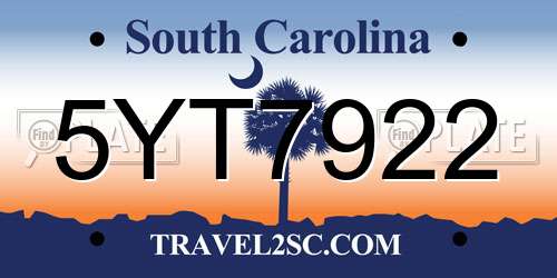 5YT7922 South Carolina License Plate