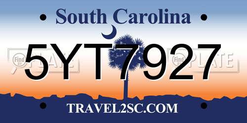 5YT7927 South Carolina License Plate