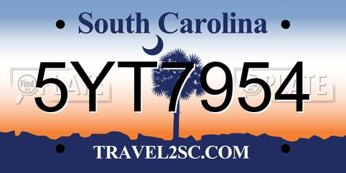 5YT7954 South Carolina License Plate