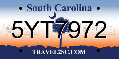 5YT7972 South Carolina License Plate