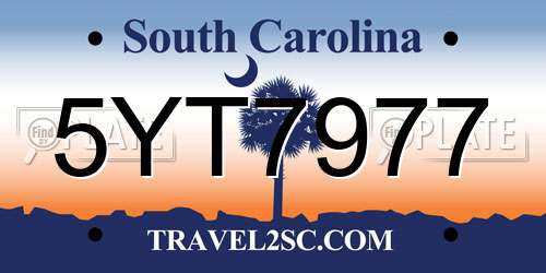 5YT7977 South Carolina License Plate