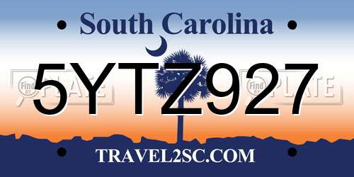 5YTZ927 South Carolina License Plate