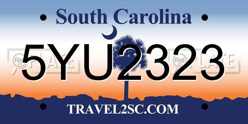 5YU2323 South Carolina License Plate