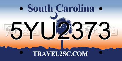 5YU2373 South Carolina License Plate