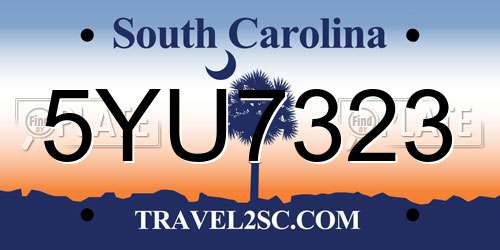 5YU7323 South Carolina License Plate