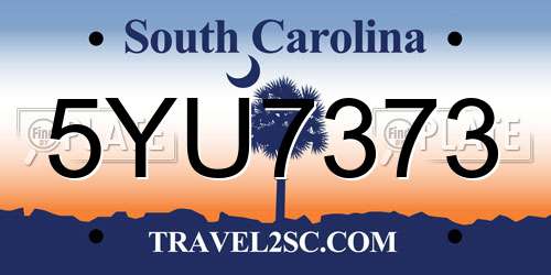 5YU7373 South Carolina License Plate